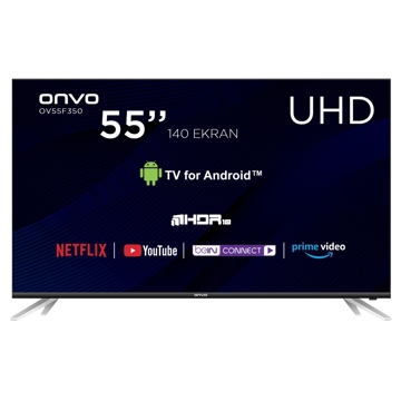 ტელევიზორი Onvo OV55F350 55" Frameless ULTRA HD Android Smart LED TV, HDR 10, Black