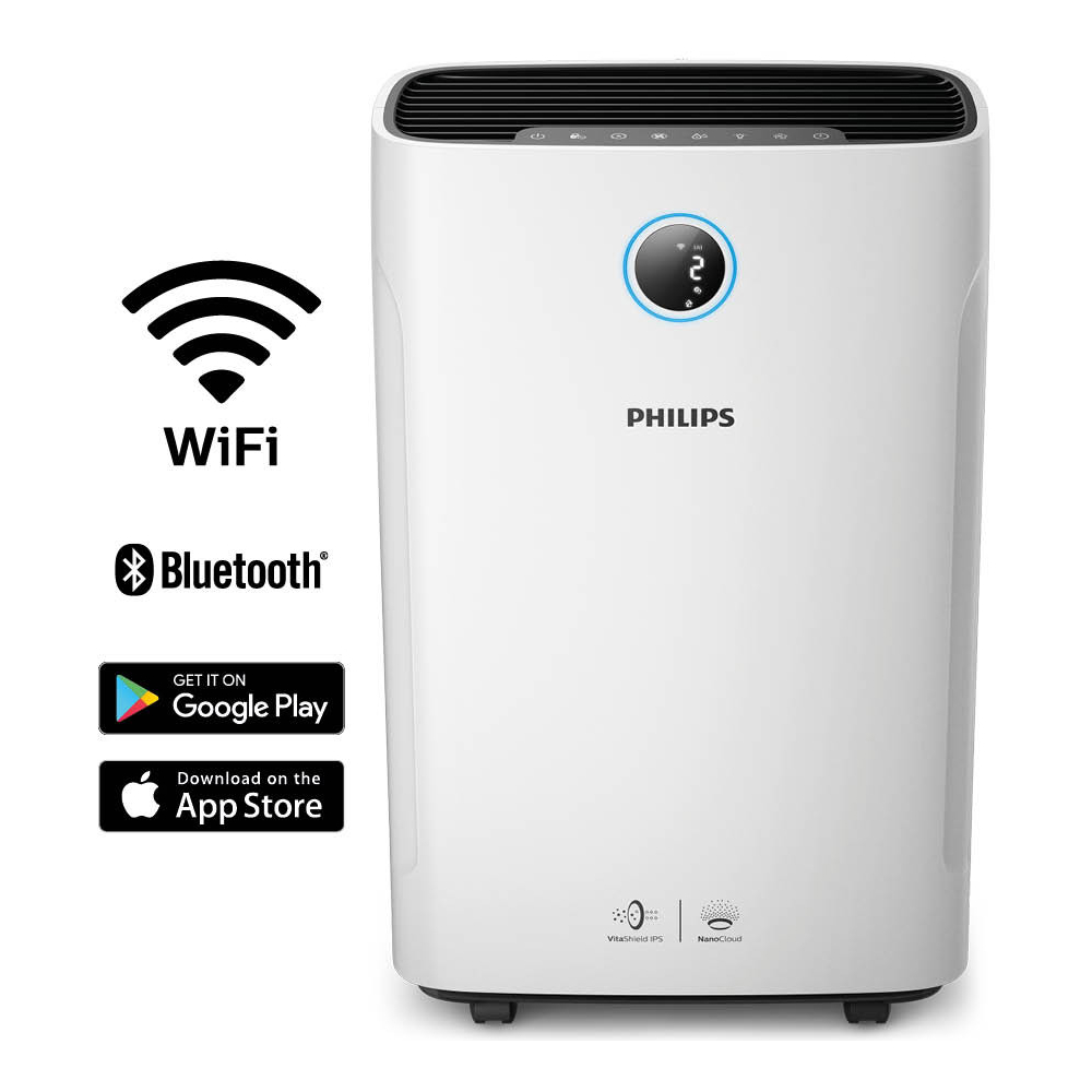 ჰაერის გამწმენდი და დამატენიანებელი Philips AC3829/10, 80m², 2-in-1 Air Purifier And Humidifier, White