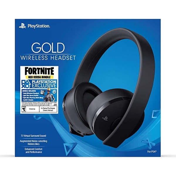 ყურსასმენი Sony PS719960201 PS4 Gold Fortnit, Wireless+3.5mm jack, Headset, Black