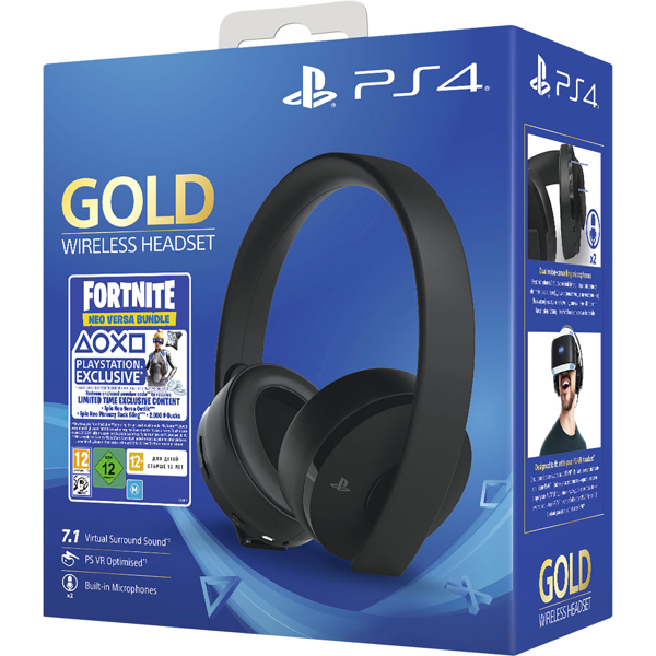 ყურსასმენი Sony PS719960201 PS4 Gold Fortnit, Wireless+3.5mm jack, Headset, Black