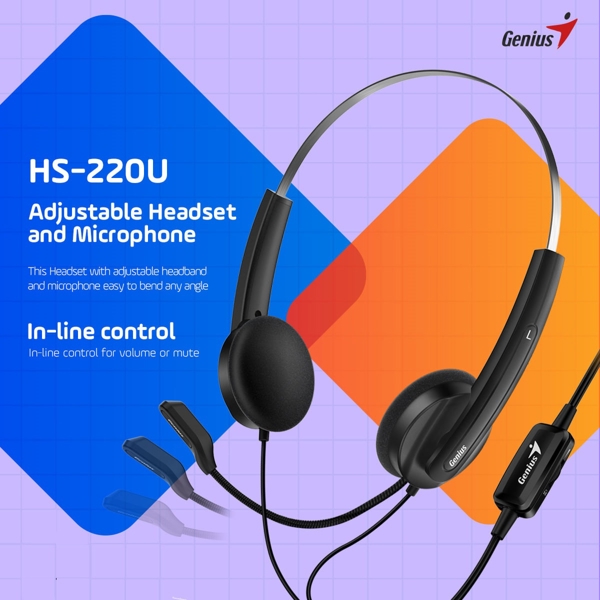 ყურსასმენი Genius HS-220U, Wired, USB, Headphone, Black