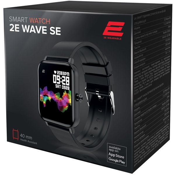 სმარტ საათი 2E 2E-CWW10BK Smart Watch Wave SE 40 mm, Black