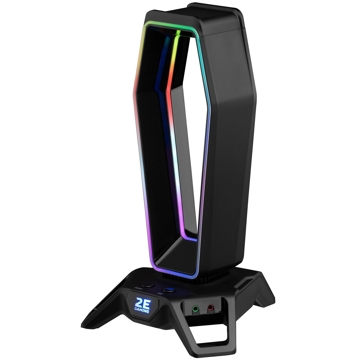 ყურსასმენის სადგამი 2E 2E-GST330UB Gaming 3in1 GST330 Headset Stand, RGB, USB, Black