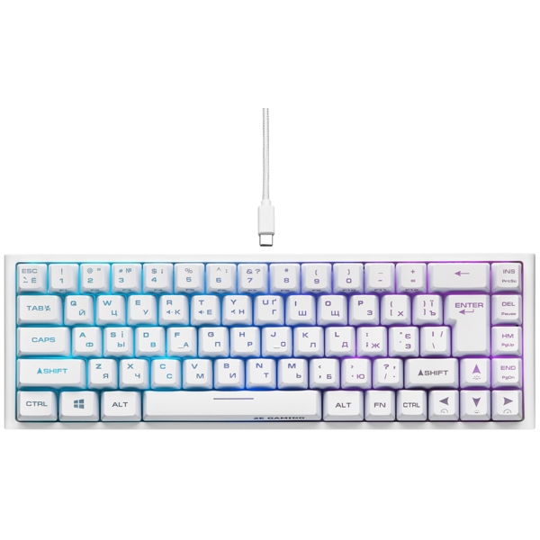 კლავიატურა 2E 2E-KG360UWT Gaming KG360 Wireless Keyboard, RGB, White