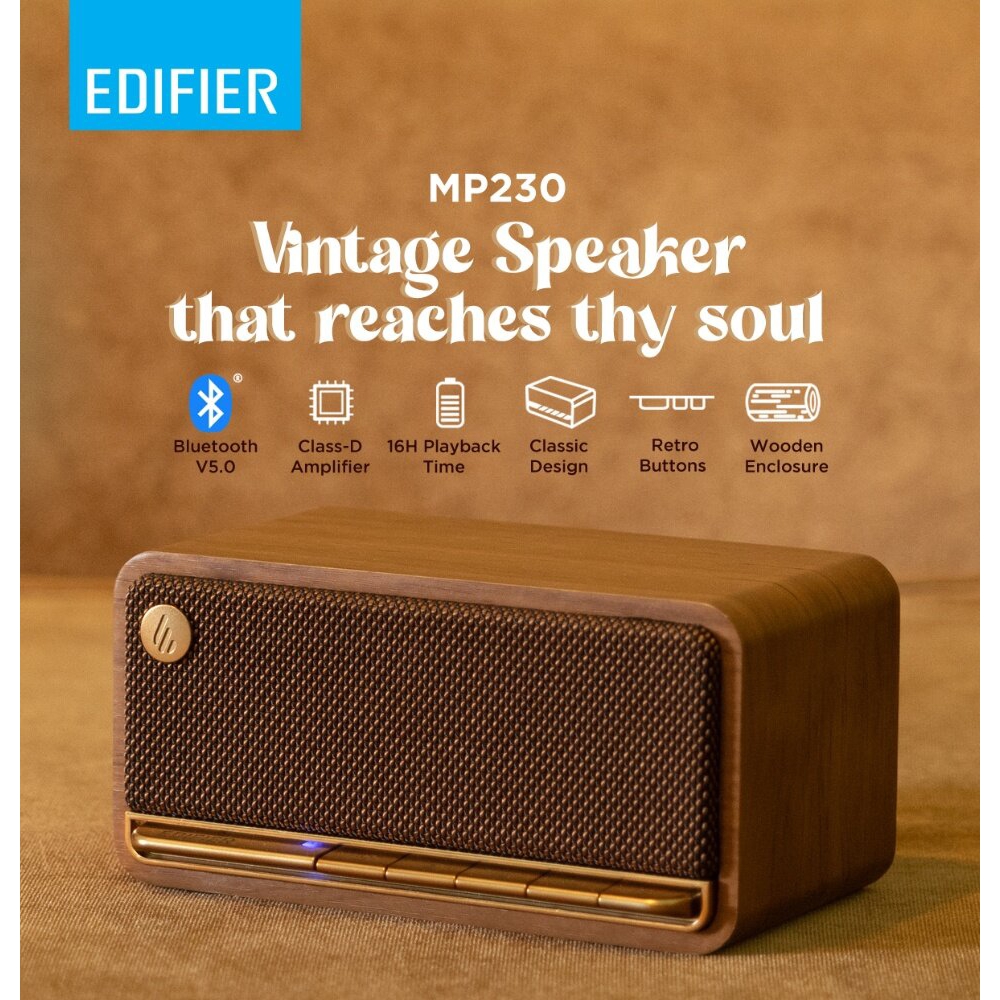 Edifier MP230, 20W, Bluetooth, USB, Micro SD, Speaker, Brown