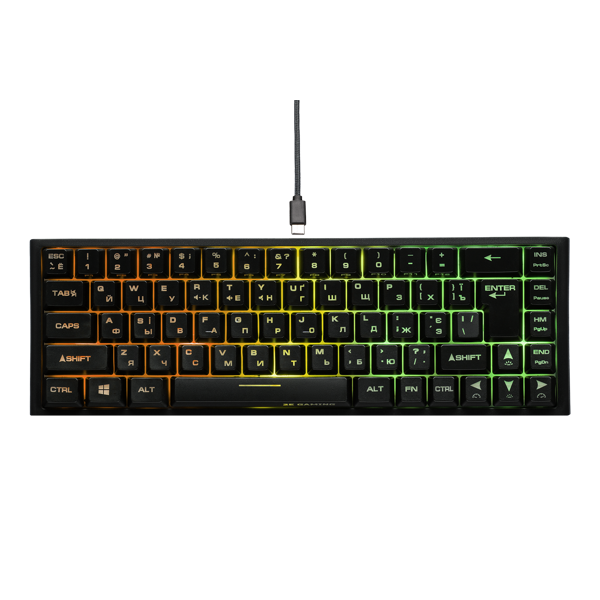 კლავიატურა 2E 2E-KG360UBK Gaming KG360 Wireless Keyboard, RGB, Black