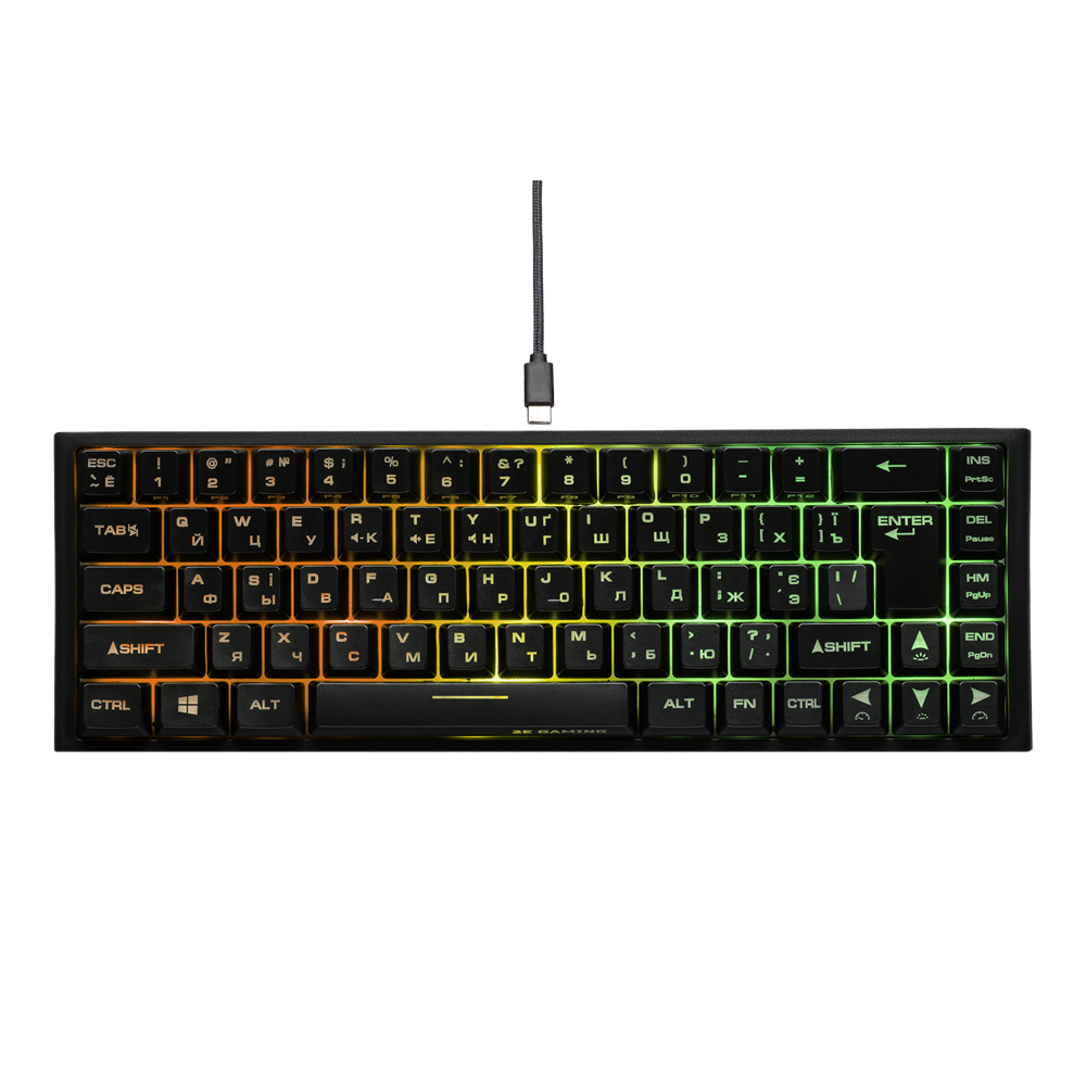 კლავიატურა 2E 2E-KG360UBK Gaming KG360 Wireless Keyboard, RGB, Black