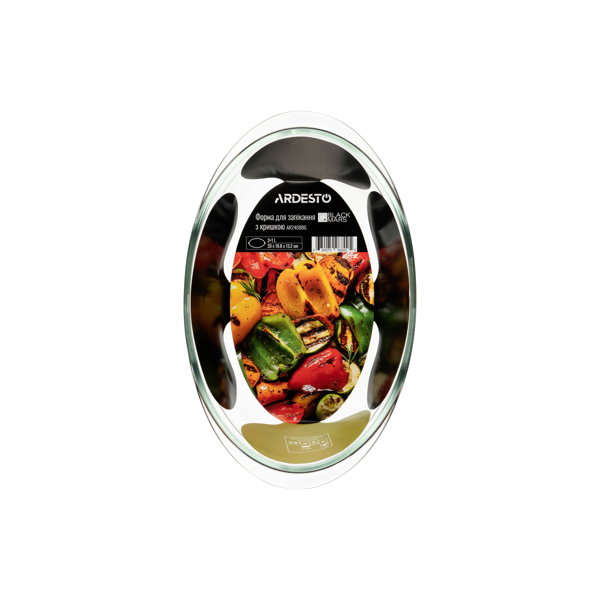 საცხობი ჭურჭელი Ardesto AR2408BG 3L Baking Dish With Lid Black Mars Oval