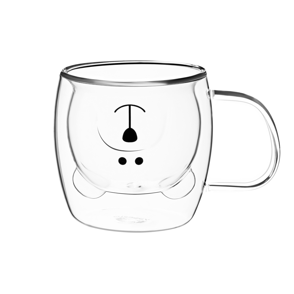 ჭიქების ნაკრები Ardesto AR2625GHA 0.25l, 2 pcs Double Wall Borosilicate Glass Mug Set Animals With Handles