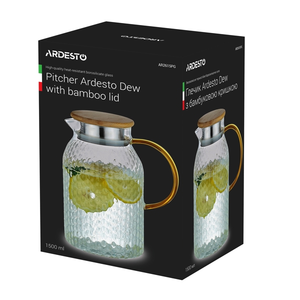 დოქი Ardesto AR2615PG 1500ml, Pitcher Dew With Bamboo Lid