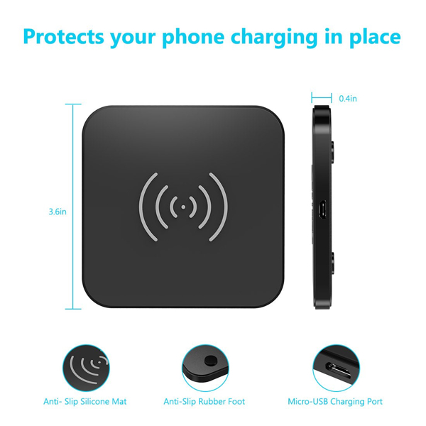 უსადენო დამტენი Choetech T511-S, 10W, Micro USB, Fast Wireless Phone Charger, Black