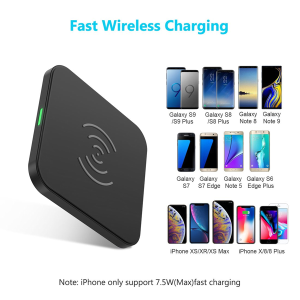 უსადენო დამტენი Choetech T511-S, 10W, Micro USB, Fast Wireless Phone Charger, Black