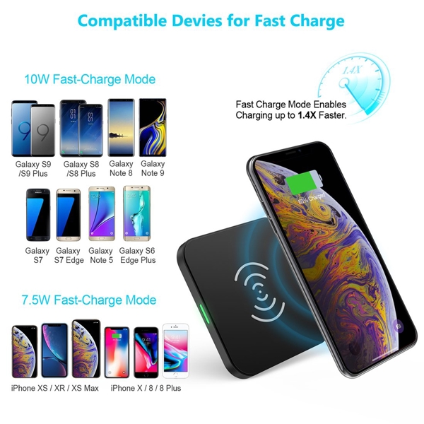 უსადენო დამტენი Choetech T511-S, 10W, Micro USB, Fast Wireless Phone Charger, Black