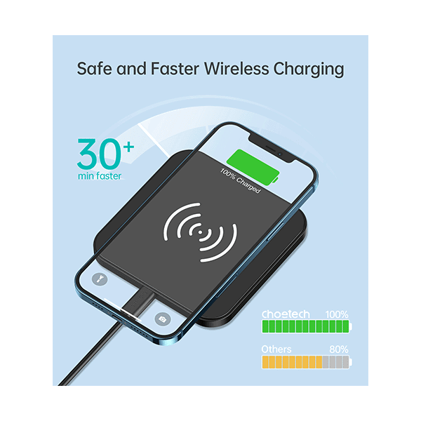 უსადენო დამტენი Choetech T511-S, 10W, Micro USB, Fast Wireless Phone Charger, Black