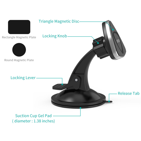 მობილურის დამჭერი Choetech H010, Magnetic Car Phone Mount, Black