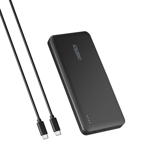 პორტატული დამტენი Choetech B626, 20000mAh, Micro USB, Type-c, USB-A, Power Bank, Black
