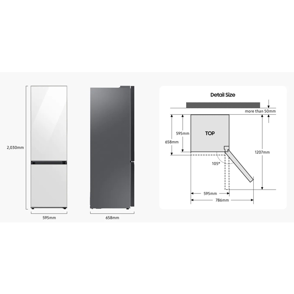 მაცივარი Samsung RB38A6B6F39/WT, 385L, A+, 35Db, Refrigerator, Beige