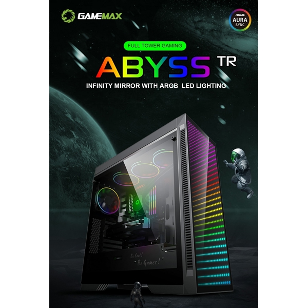 ქეისი Gamemax ABYSS TR, Mid-Tower, ARGB, Gaming PC Case, Without PSU, Black