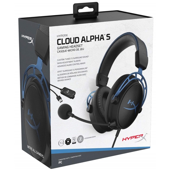 HyperX HX-HSCAS-BL/ WW Cloud Alpha S, Gaming Headset, Wired, 3.5mm, Black/Blue