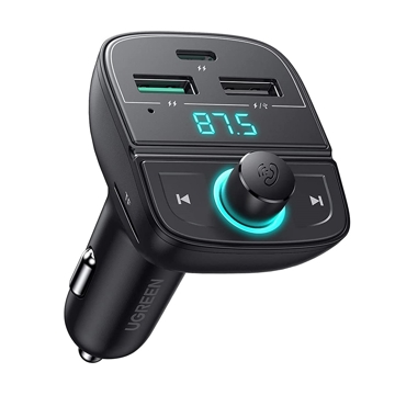 UGREEN CD229 (80910) Bluetooth Car Charger BT5.0, PD, QC3.0, USB Flash Drive, TF, Black