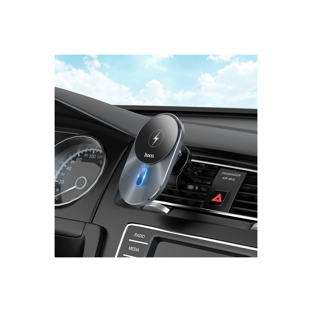 უსადენო დამტენი მანქანის Hoco CA91 Magic Magnetic Wireless Fast Charging Car Holder Gray