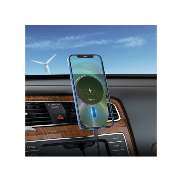 უსადენო დამტენი მანქანის Hoco CA91 Magic Magnetic Wireless Fast Charging Car Holder Gray