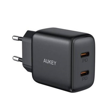 დამტენი Aukey PA-R1S 20W PD Dual Port Wall Charger USB-C Black