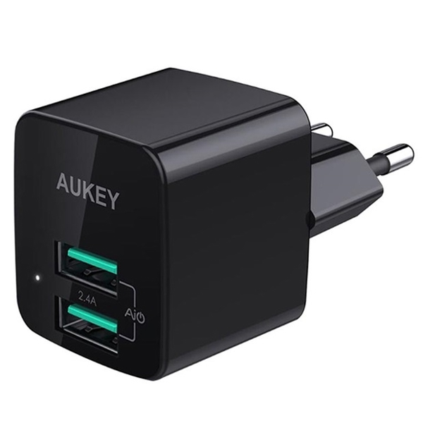 დამტენი Aukey PA-U32 24W Dual Port Wall Charger Black