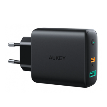 დამტენი Aukey PA-D1 30W PD Dual-Port Charger with Dynamic Detect Black