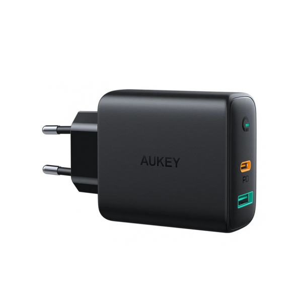 დამტენი Aukey PA-D1 30W PD Dual-Port Charger with Dynamic Detect Black