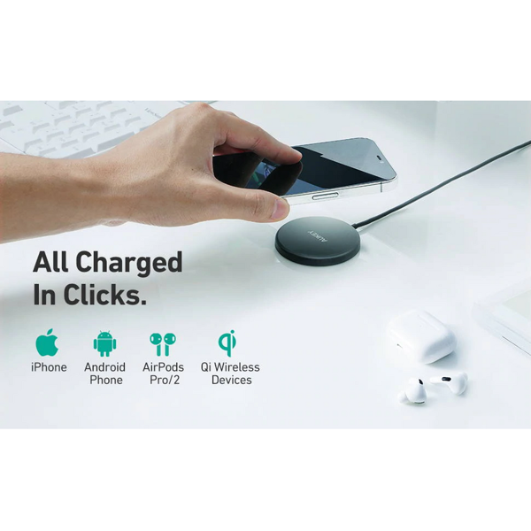 უსადენო დამტენი Aukey LC-A1 15W Fast Wireless Charger Magsafe Compatible Black