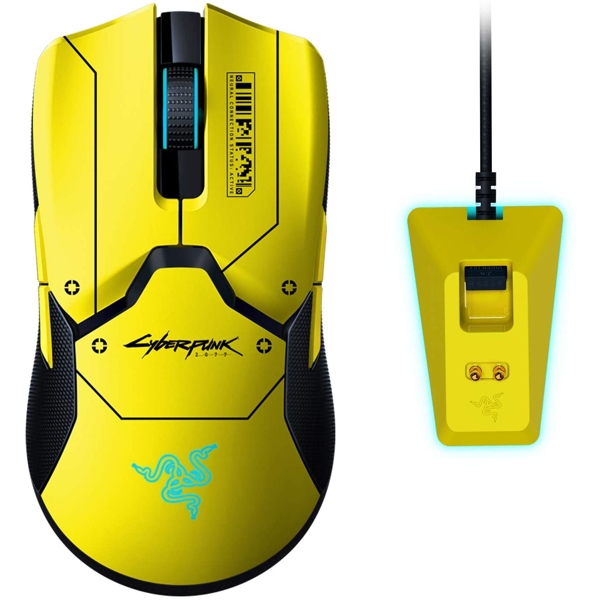 მაუსი Razer RZ01-03050500-R3M1 Viper Ultimate Gaming Mouse + Mouse Dock Cyberpunk 2077 Edition, WL, RGB, Yellow