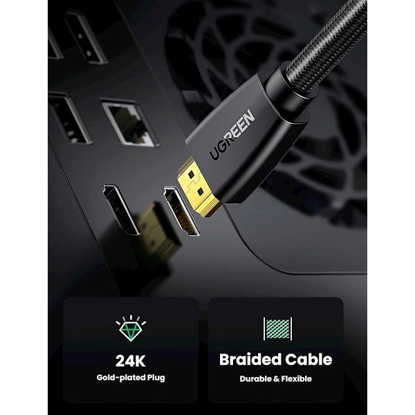 HDMI კაბელი UGREEN HD118 (40412) 4K UHD High Speed HDMI 2.0 Cable, 5m, Black