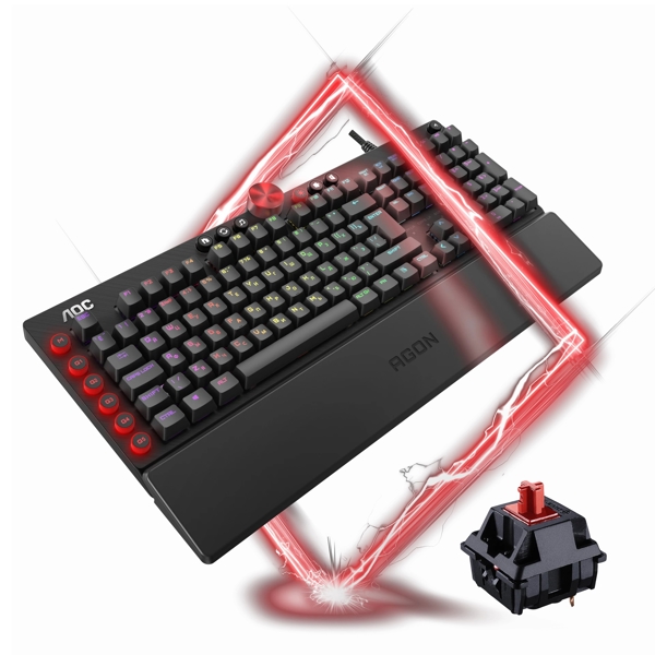 კლავიატურა AOC AGK700DR2R, RGB, Wired, USB, Gaming Keyboard, Black