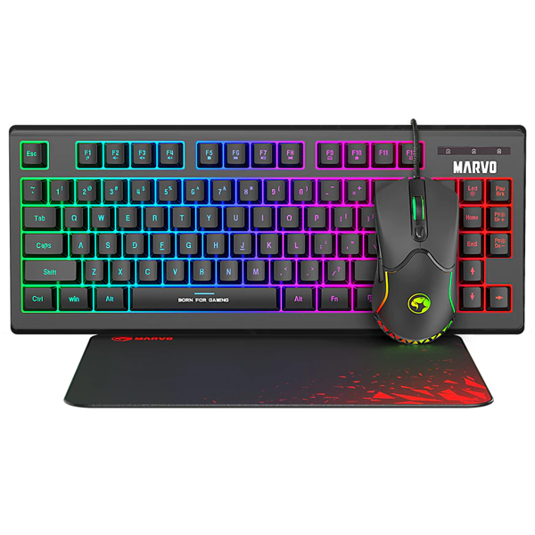 კლავიატურა+მაუსი+პადი Marvo CM310, Wired, USB, Gaming Keyboard, Black