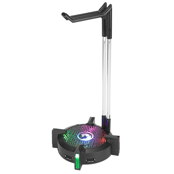 ყურსასმენის სადგამი Marvo HZ-04 RGB Permium Headset Stand With 4 X USB Port Black