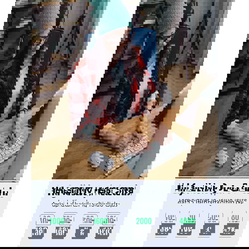 მაუსი UGREEN MU001 (90373) Wireless 2.4G Slim Silent Mouse, 4000DP, Gray