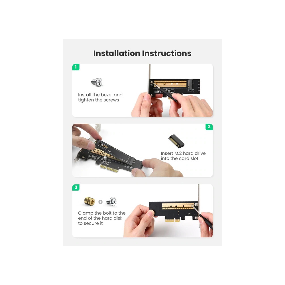 ადაპტერი Ugreen CM302 (70503), M.2 NVME to PCle 3.0 Adapter