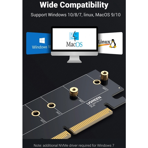 ადაპტერი Ugreen CM465 (30715), UGREEN PCIe 4.0(16×) to M.2 NVMe Expansion Card