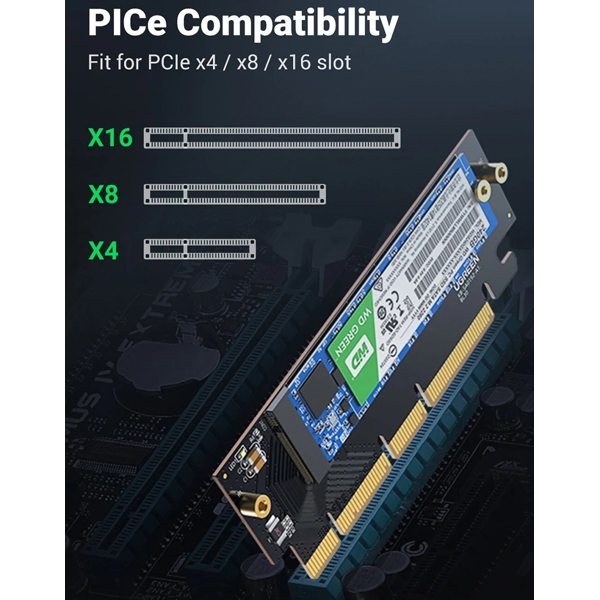 ადაპტერი Ugreen CM465 (30715), UGREEN PCIe 4.0(16×) to M.2 NVMe Expansion Card