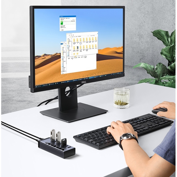 USB ჰაბი UGREEN CM481 (30778) 7-Port Type-C USB 3.0 Hub with USB-B to USB 3.0 Male Cable, Gray