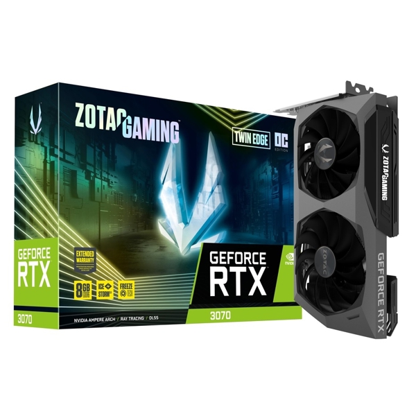 ვიდეო დაფა Zotac ZT-A30700H-10PLHR, Gaming GeForce RTX3070 Twin Edge OC LHR, 8GB, 256-bit, GDDR6, OEM, HDMI, DP, Black