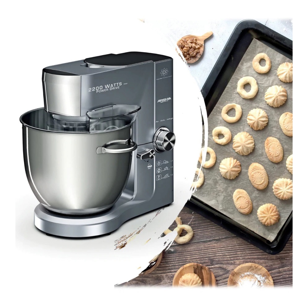  Arshia SM014-2745, 2200W, 10L, Stand Mixer, Gray