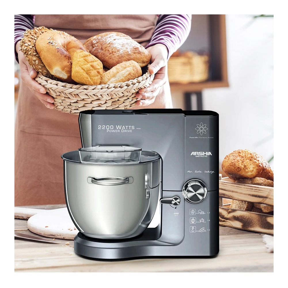 მიქსერი Arshia SM014-2745, 2200W, 10L, Stand Mixer, Gray