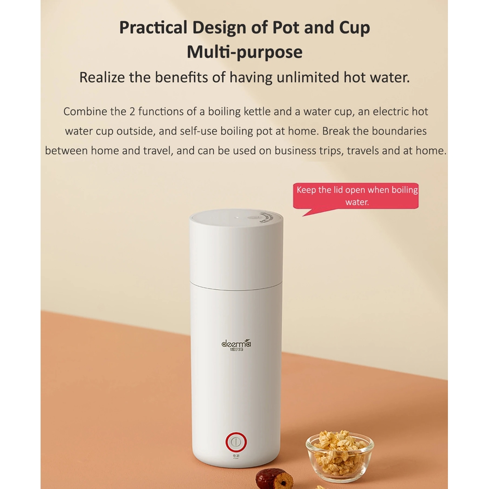 თერმოსი Xiaomi Deerma DEM-DR050 Portable Electric Kettle Thermos Bottle 0.35l, White