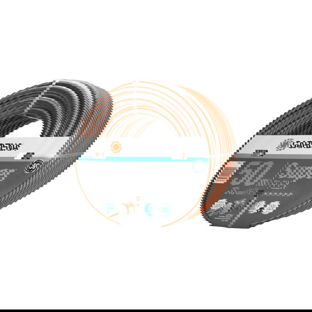 სარწყავი მილი Gardena 18099-20, 50m, Premium Super Flex Hose 13mm, Black/Orange