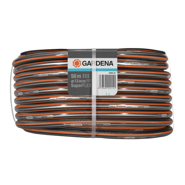 სარწყავი მილი Gardena 18099-20, 50m, Premium Super Flex Hose 13mm, Black/Orange