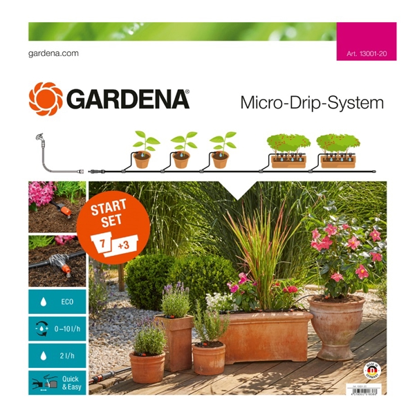 სარწყავი სისტემა Gardena 13001-20, Micro-Drip-System, Starter Set Flower Pots M