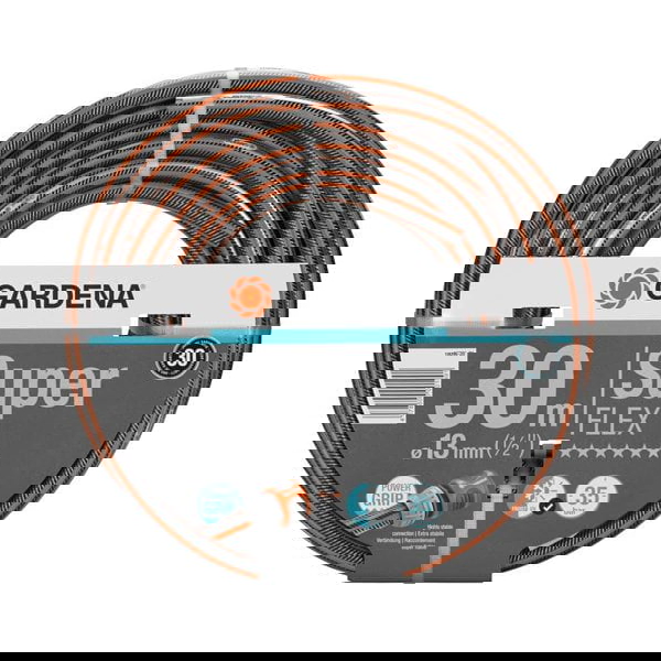 სარწყავი მილი Gardena 18096-20, Premium Super Flex Hose 13mm, Black/Orange