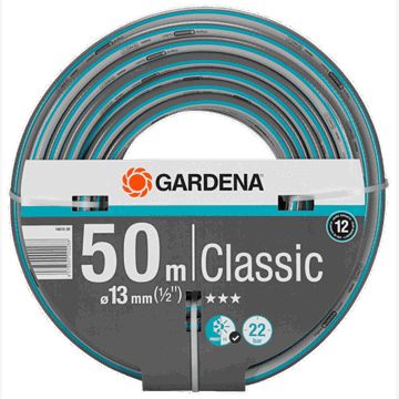 სარწყავი მილი Gardena 18010-20, 50m, Classic Hose 13mm, Black/Blue